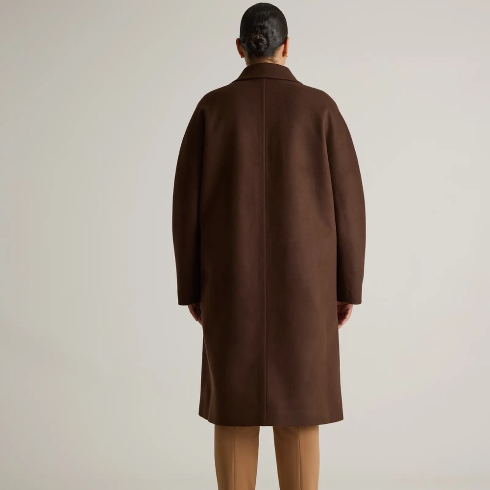 QUINCE Italian Wool Double-Breasted Slouch Coat Size M Dark Chocolate. - Picture 8 of 12